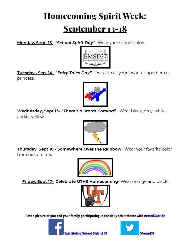 UTHS Homecoming Spirit Week graphic