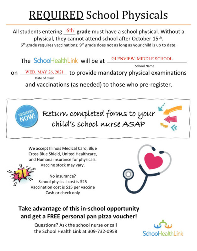 School Physicals For Incoming 6th Graders Glenview Middle School