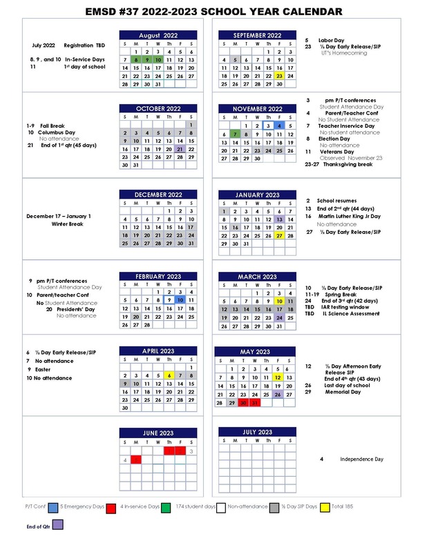202223 EMSD School Year Calendar Glenview Middle School