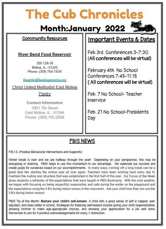 Ridgewood January Newsletter Ridgewood Elementary School