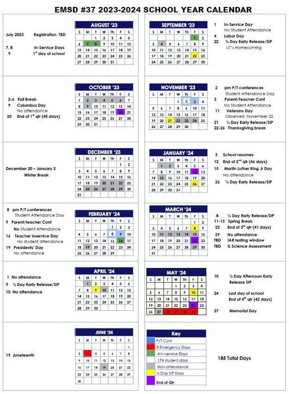 EMSD 2023-24 School Year Calendar | Early Learning Center